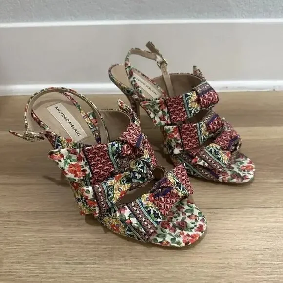 Antonio Melani Vilada Triple Bow Floral Heels Womens Size 9.5 Multicolor Summer - Picture 10 of 12